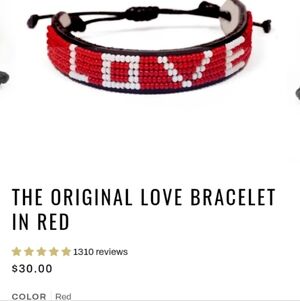 Red Love Project Adjustable Beaded Bracelet made in Kenya